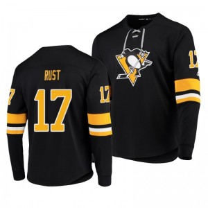 Penguins Bryan Rust Black Platinum Long Sleeve Jersey T-Shirt - Sale