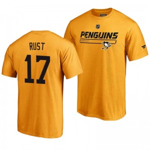 Pittsburgh Penguins Bryan Rust Gold Rinkside Collection Prime Authentic Pro T-shirt - Sale