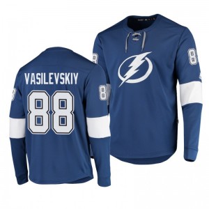 Andrei Vasilevskiy Lightning Platinum Long Sleeve Blue Jersey T-Shirt - Sale