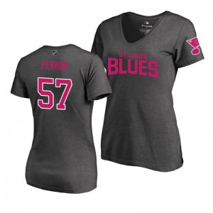Mother's Day Pink Wordmark V-Neck Heather Gray T-Shirt St. Louis Blues David Perron - Sale