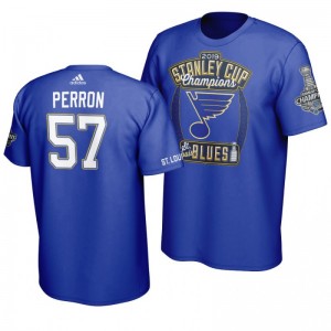 David Perron 2019 Stanley Cup Champions Blues Hand Pass T-Shirt - Blue - Sale
