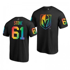 Mark Stone Golden Knights Name and Number LGBT Black Rainbow Pride T-Shirt - Sale