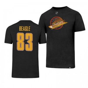 Canucks Jay Beagle 1989 Flying Skate T-Shirt Black - Sale