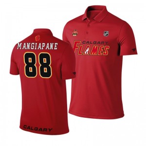 Flames 2019 Heritage Classic Red Andrew Mangiapane Polo Shirt - Sale