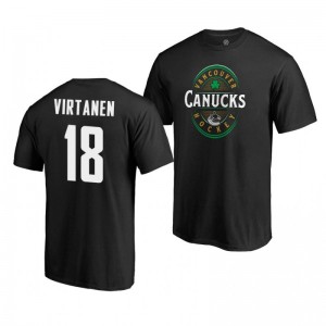 Vancouver Canucks Jake Virtanen 2019 St. Patrick's Day Black Forever Lucky Fanatics T-Shirt - Sale