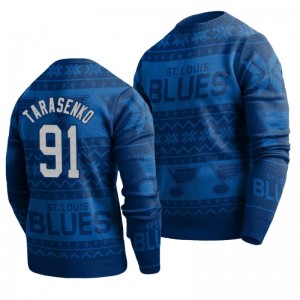 Blues Vladimir Tarasenko Navy 2019 Ugly Christmas Sweater - Sale