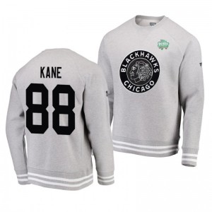 Heathered Gray 2019 Blackhawks Patrick Kane Raglan Pullover Winter Classic Sweatershirt - Sale