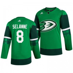 Ducks Teemu Selanne 2020 St. Patrick's Day Authentic Player Green Jersey - Sale
