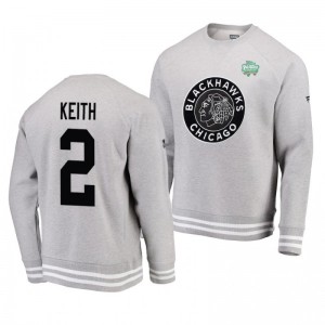Heathered Gray 2019 Blackhawks Duncan Keith Raglan Pullover Winter Classic Sweatershirt - Sale