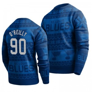 Blues Ryan O'Reilly Navy 2019 Ugly Christmas Sweater - Sale