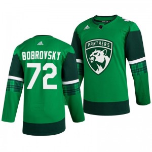 Panthers Sergei Bobrovsky 2020 St. Patrick's Day Authentic Player Green Jersey - Sale