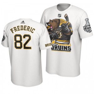 2019 Stanley Cup Final Bruins Trent Frederic Cartoon Mascot T-Shirt - White - Sale