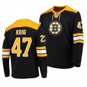 Bruins Torey Krug Black Adidas Platinum Long Sleeve Jersey T-Shirt - Sale