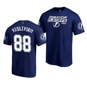 Tampa Bay Lightning 2019 Stanley Cup Playoffs Blue Bound Body Checking Andrei Vasilevskiy Men's T-Shirt - Sale