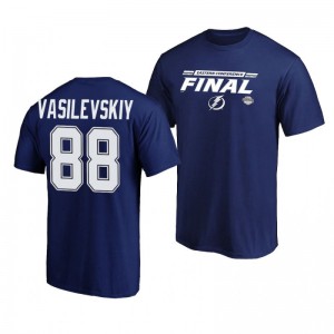 Lightning Andrei Vasilevskiy Royal 2020 Stanley Cup Playoffs Eastern Conference Final Bound Overdrive T-Shirt - Sale