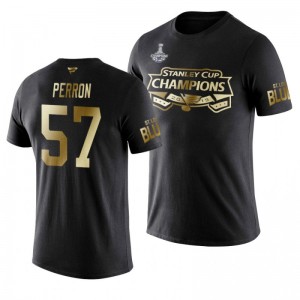 2019 Stanley Cup Champions Blues Black Golden Edition David Perron T-Shirt - Sale