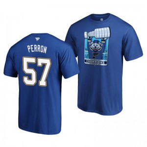 Blues 2019 Stanley Cup Champions Banner Collection David Perron T-Shirt - Royal - Sale