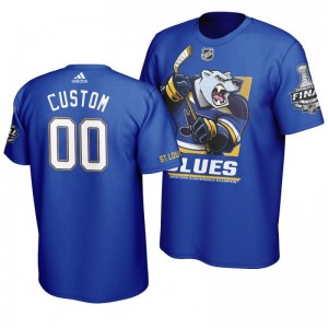 2019 Stanley Cup Final Blues Custom Cartoon Mascot T-Shirt - Blue - Sale