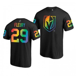Marc-Andre Fleury Golden Knights Name and Number LGBT Black Rainbow Pride T-Shirt - Sale