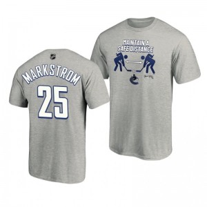 2020 Stanley Cup Playoffs Safe Distance Canucks Jacob Markstrom Heather Gray T-Shirt - Sale
