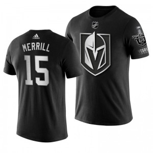 2019 Stanley Cup Playoffs Vegas Golden Knights Jon Merrill Black Blocker Men's T-shirt - Sale