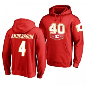 Rasmus Andersson Flames 40th Anniversary Red Name and Number Hoodie - Sale