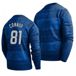 Jets Kyle Connor Blue 2019 Ugly Christmas Sweater - Sale