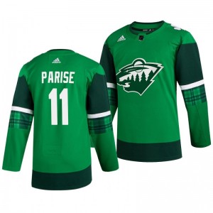Wild Zach Parise 2020 St. Patrick's Day Authentic Player Green Jersey - Sale