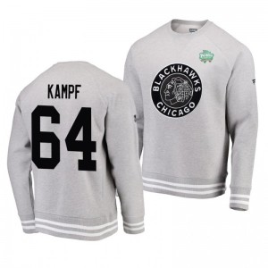 Heathered Gray 2019 Blackhawks David Kampf Authentic Pro Pullover Winter Classic Sweatershirt - Sale