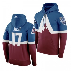 Men's Tyson Jost Avalanche 2020 NHL Stadium Series Authentic Adidas Hoodie Burgundy
