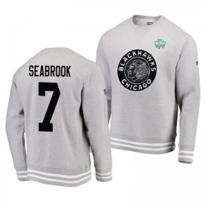 Heathered Gray 2019 Blackhawks Brent Seabrook Raglan Pullover Winter Classic Sweatershirt - Sale