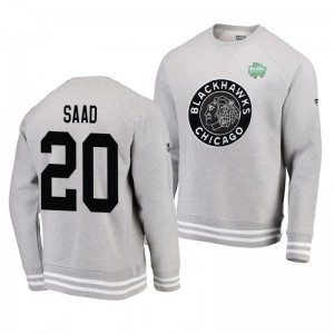 Heathered Gray 2019 Blackhawks Brandon Saad Raglan Pullover Winter Classic Sweatershirt - Sale