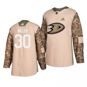 Ducks Ryan Miller Veterans Day Practice Adidas Camo Jersey - Sale