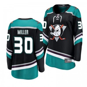 Women's Black Ducks Ryan Miller Breakaway Player Fanatics Branded Alternate Jersey - Sale