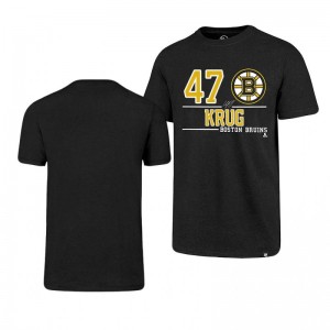 Torey Krug Boston Bruins Black Club Player Name and Number T-Shirt - Sale