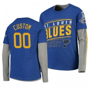 2019 Stanley Cup Champions Blues Royal Long Sleeve Custom T-Shirt - Sale