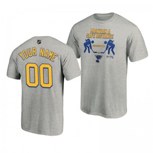 2020 Stanley Cup Playoffs Safe Distance Blues Custom Heather Gray T-Shirt - Sale