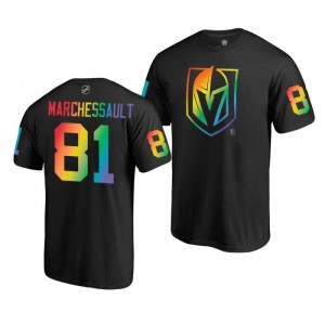 Jonathan Marchessault Golden Knights Name and Number LGBT Black Rainbow Pride T-Shirt - Sale