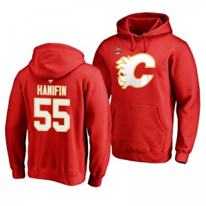 Red 2019 Heritage Classic Calgary Flames Noah Hanifin Team Logo Hoodie - Sale