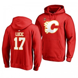 Red 2019 Heritage Classic Calgary Flames Milan Lucic Team Logo Hoodie - Sale