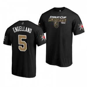 Vegas Golden Knights 2019 Stanley Cup Playoffs Black Bound Body Checking Deryk Engelland Men's T-Shirt - Sale