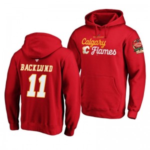 Mikael Backlund Flames 2019-20 Heritage Classic Red Mosaic Hoodie - Sale