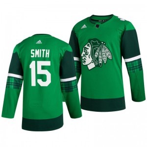 Blackhawks Zack Smith 2020 St. Patrick's Day Authentic Player Green Jersey - Sale