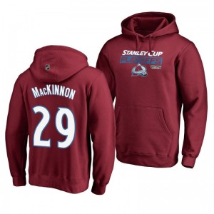 Nathan MacKinnon Colorado Avalanche 2019 Stanley Cup Playoffs Bound Body Checking Pullover Hoodie Burgundy
