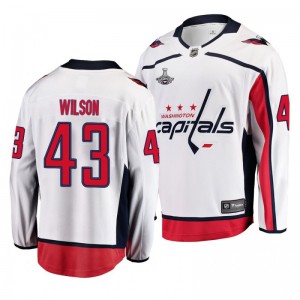 Stanley Cup Champions Tom Wilson Capitals White Breakaway Road Jersey - Sale