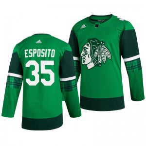 Blackhawks Tony Esposito 2020 St. Patrick's Day Authentic Player Green Jersey - Sale