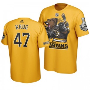 2019 Stanley Cup Final Bruins Torey Krug Cartoon Mascot T-Shirt - Yellow - Sale