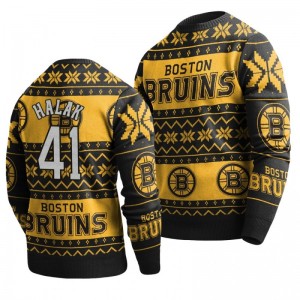 Bruins Jaroslav Halak Black 2019 Ugly Christmas Sweater - Sale