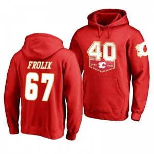 Michael Frolik Flames 40th Anniversary Red Name and Number Hoodie - Sale