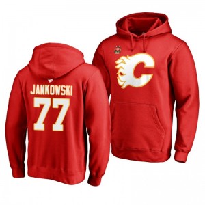 Red 2019 Heritage Classic Calgary Flames Mark Jankowski Team Logo Hoodie - Sale
